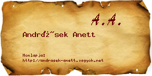 Andrásek Anett névjegykártya