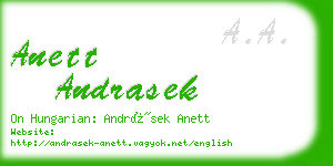 anett andrasek business card